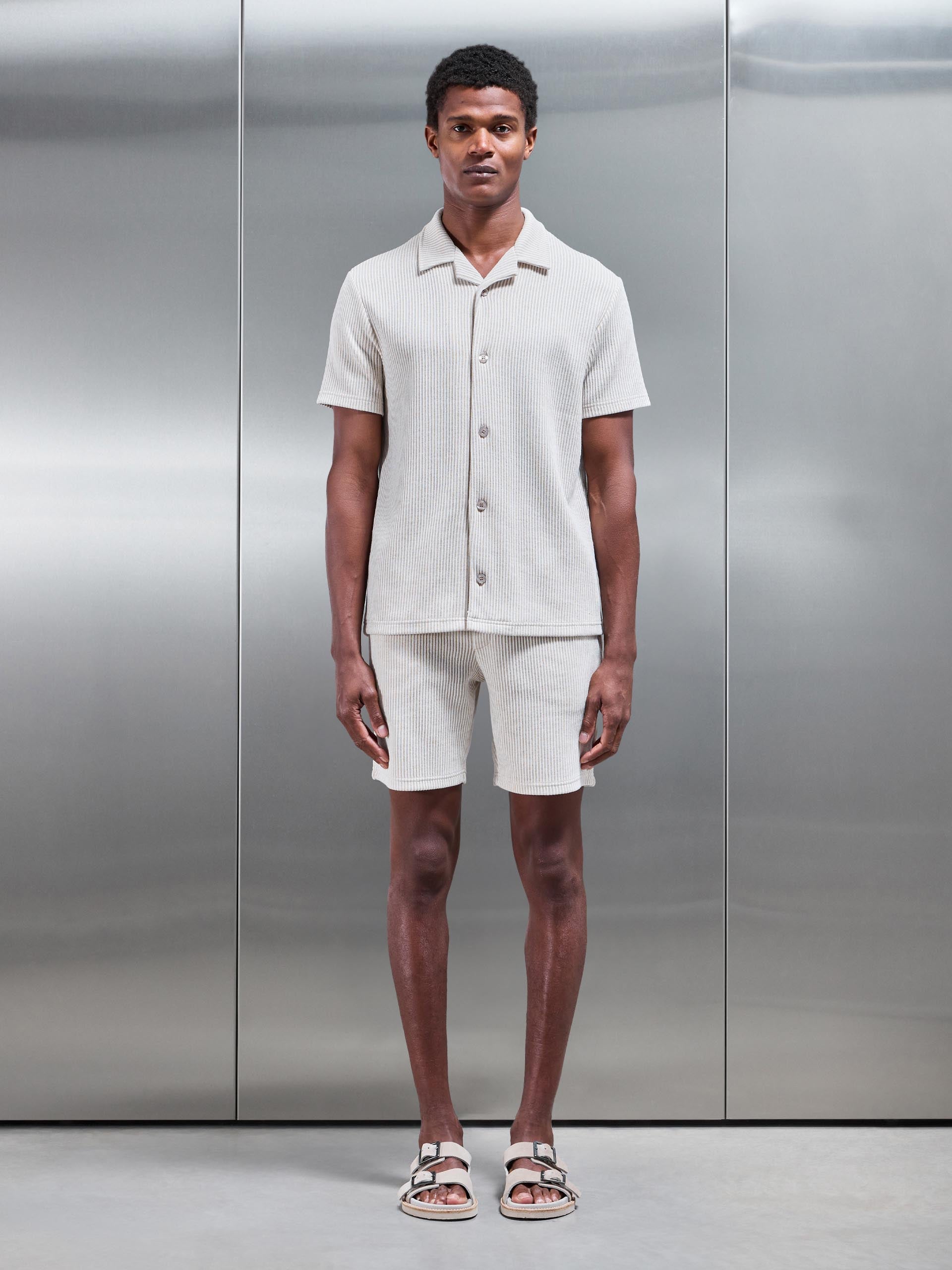 Forde Knitted Stripe Short in Stone