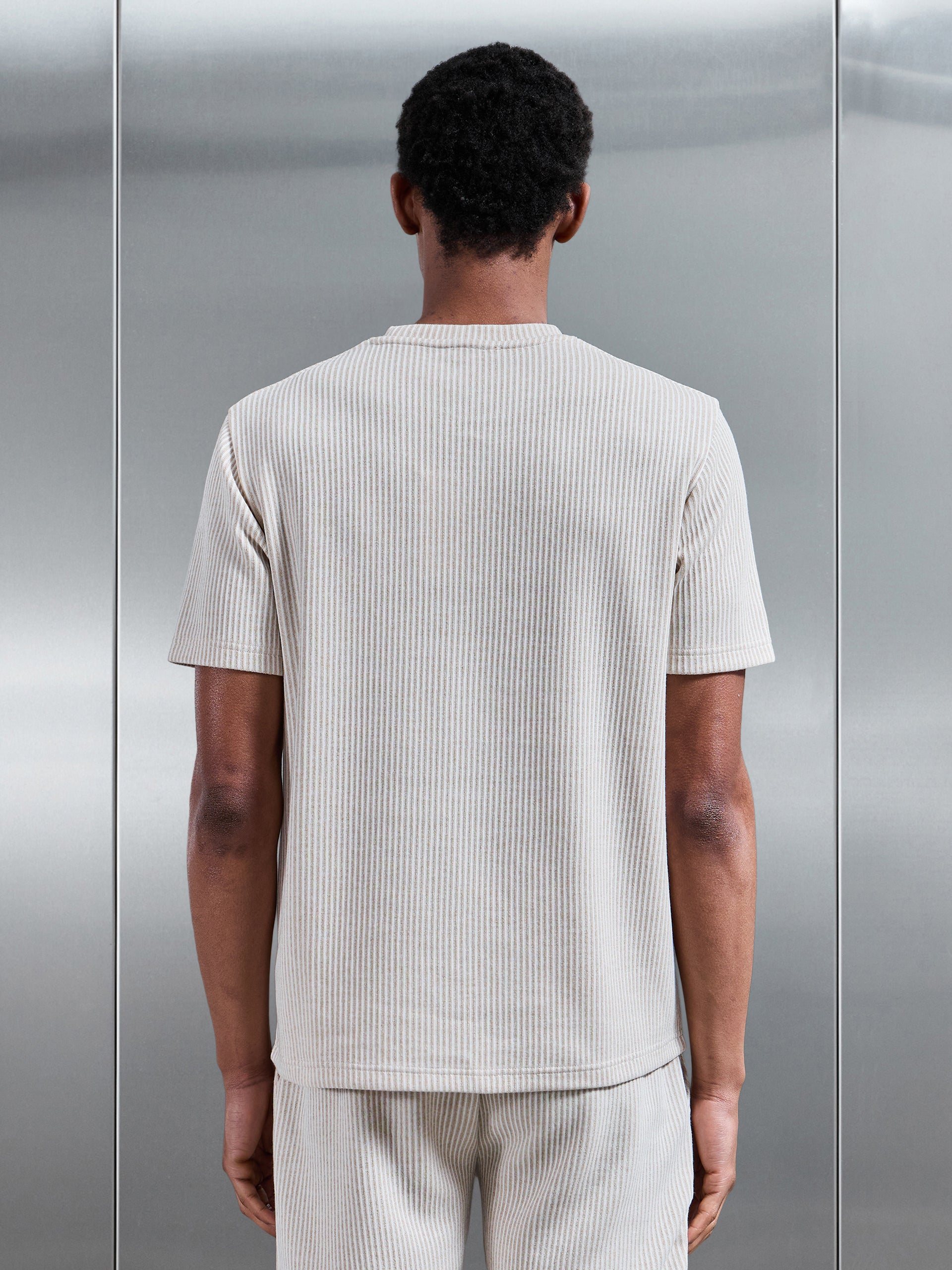 Forde Knitted Stripe T-Shirt in Stone