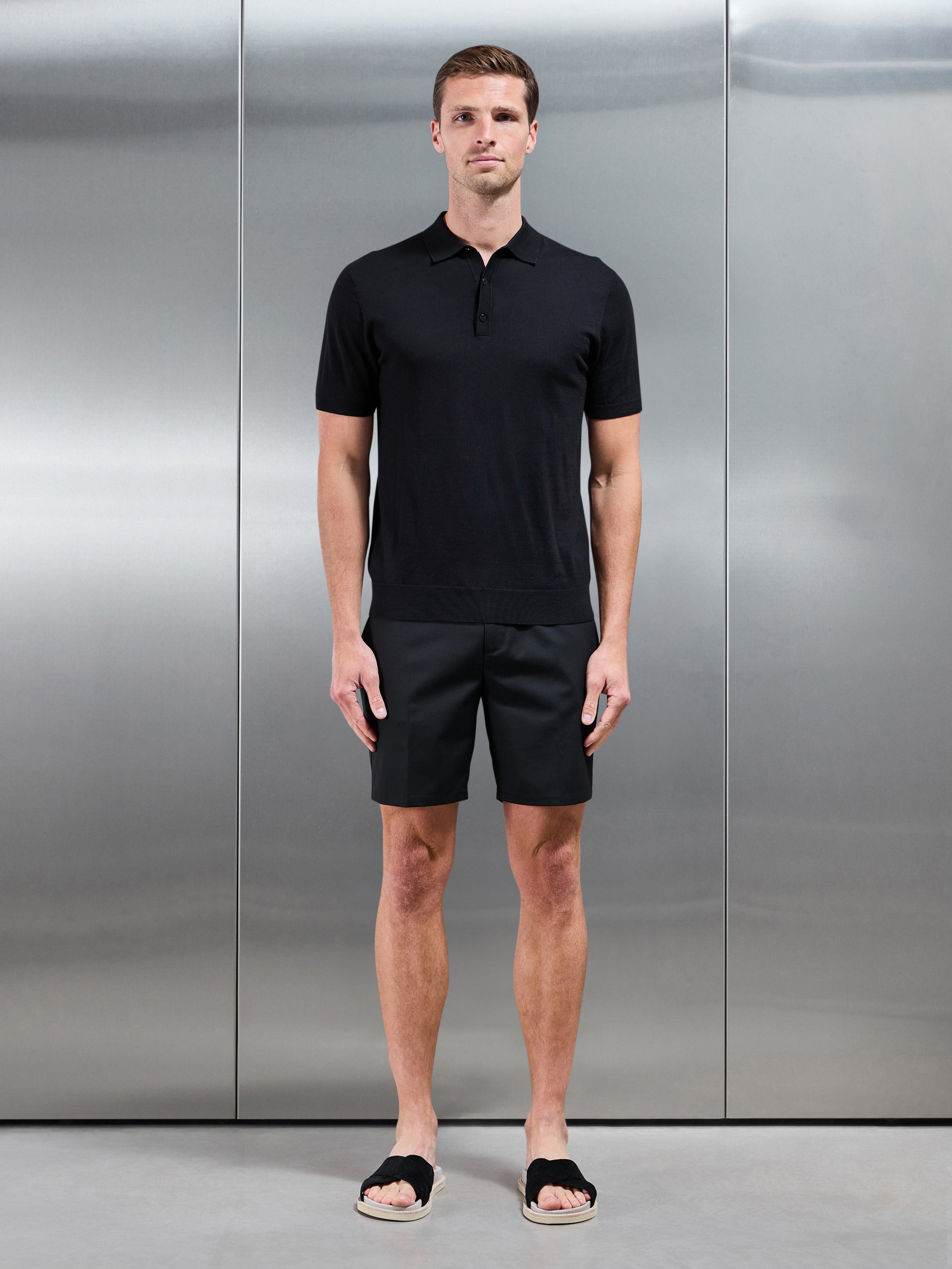 Formal Stretch Side Adjuster Short in Black