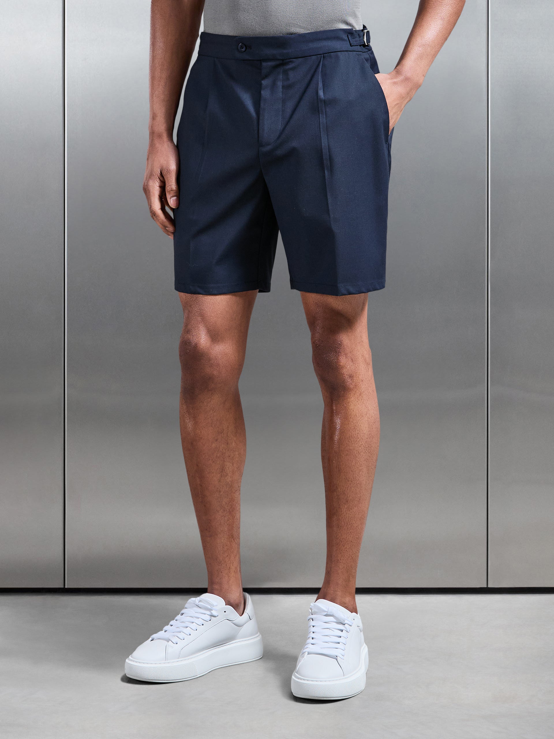 Formal Stretch Side Adjuster Short in Navy