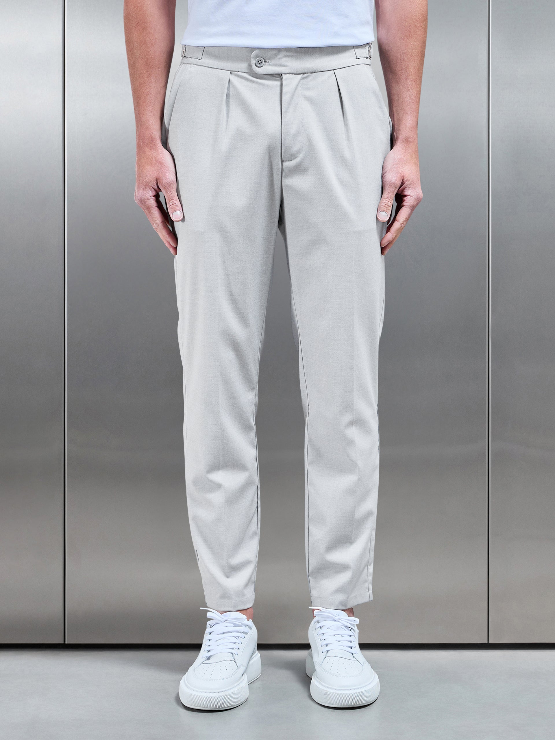 Formal Stretch Side Adjuster Trouser in Off White