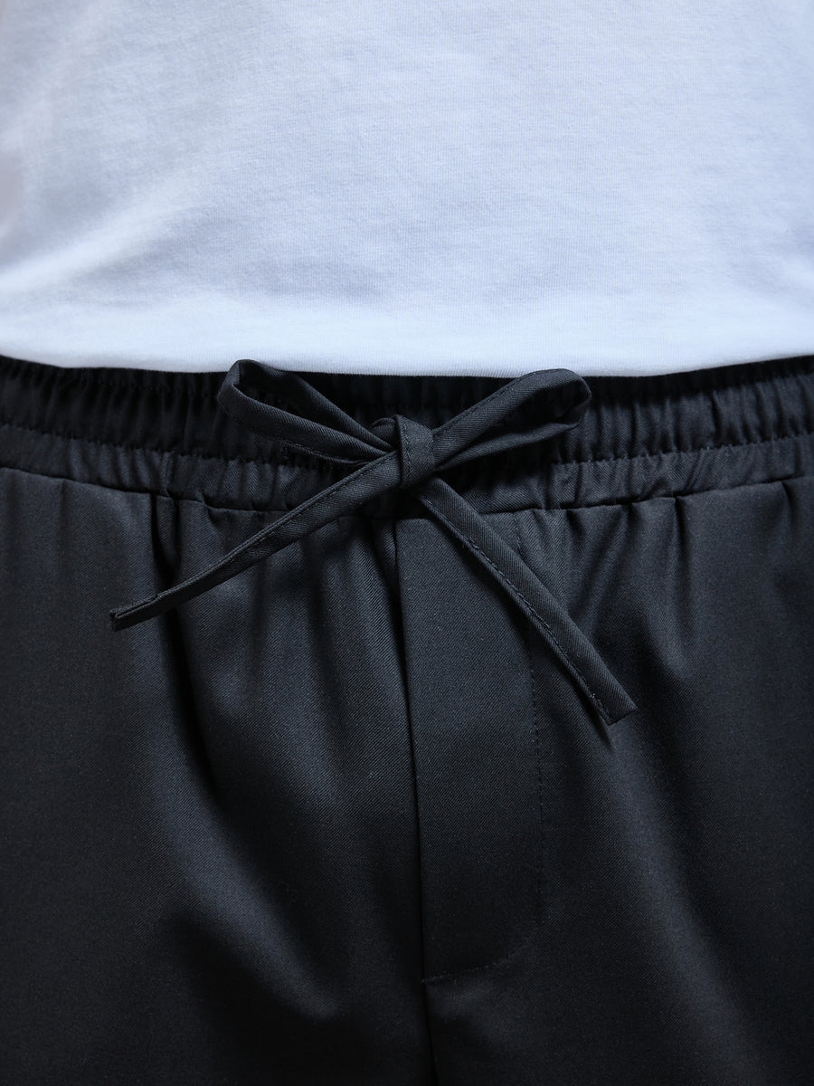 Formal Stretch Drawstring Trouser in Black