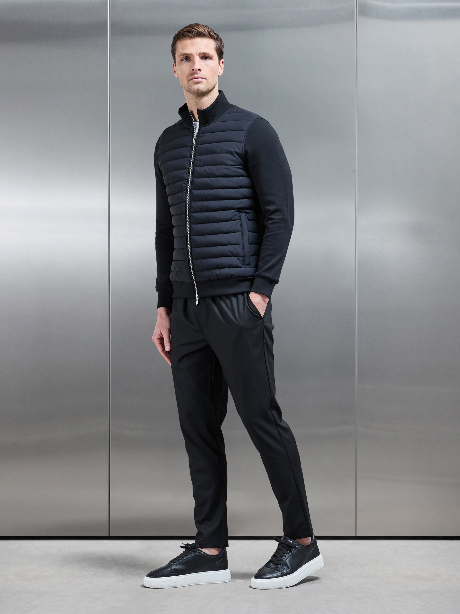 Formal Stretch Drawstring Trouser in Black