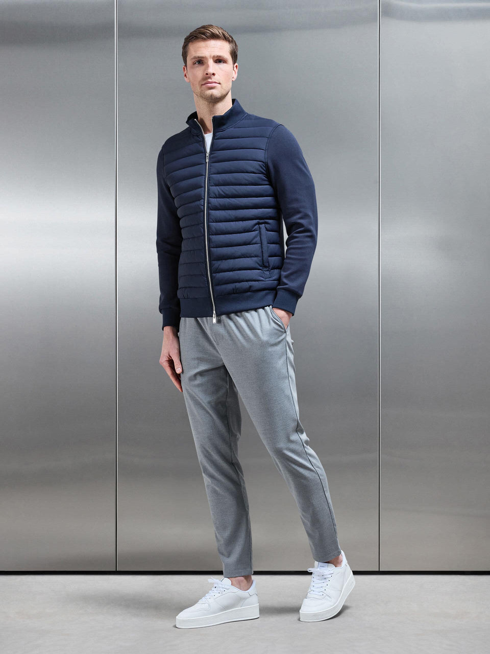 Formal Stretch Drawstring Trouser in Grey
