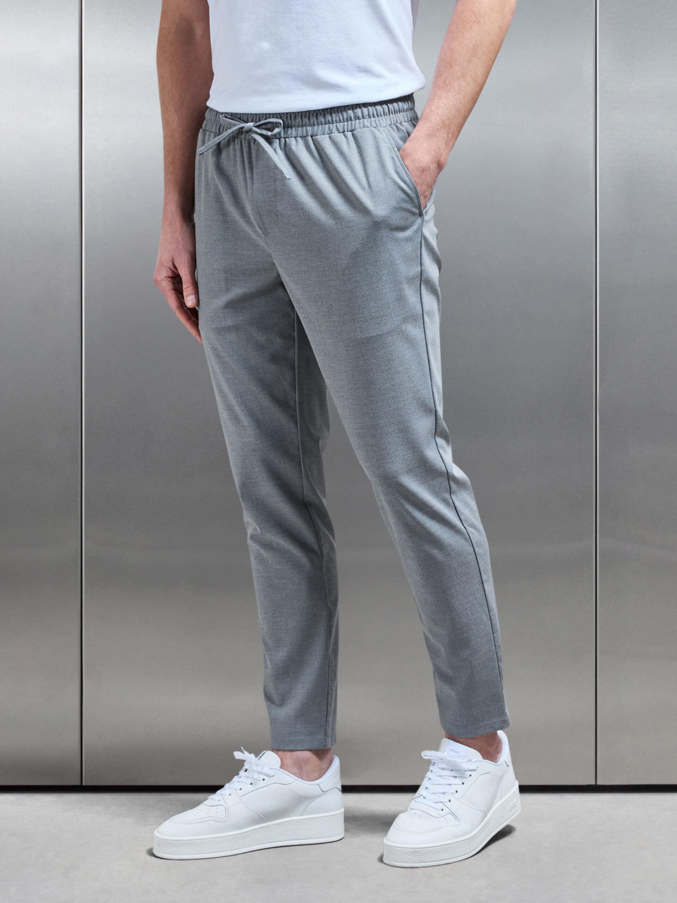 Formal Stretch Drawstring Trouser in Grey
