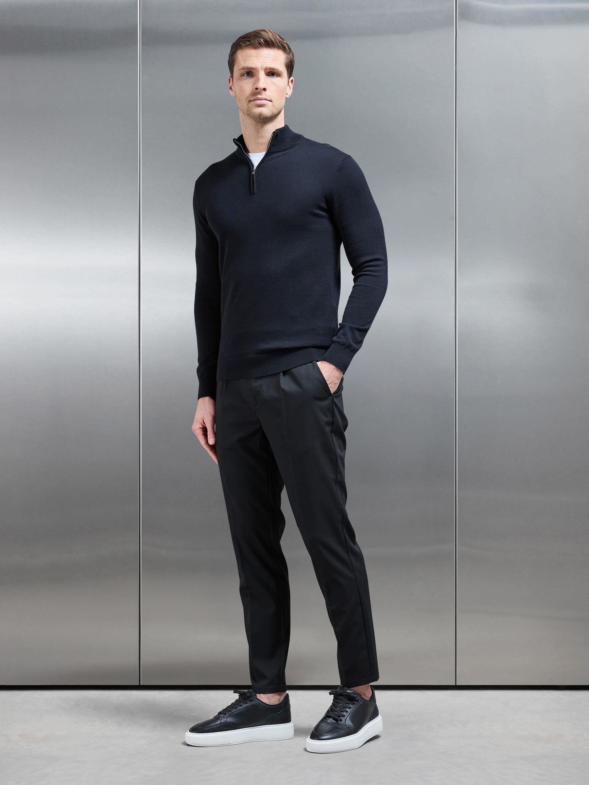 Formal Stretch Side Adjuster Trouser in Black