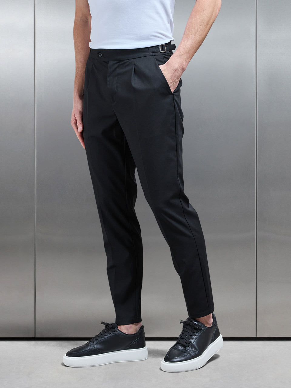 Formal Stretch Side Adjuster Trouser in Black