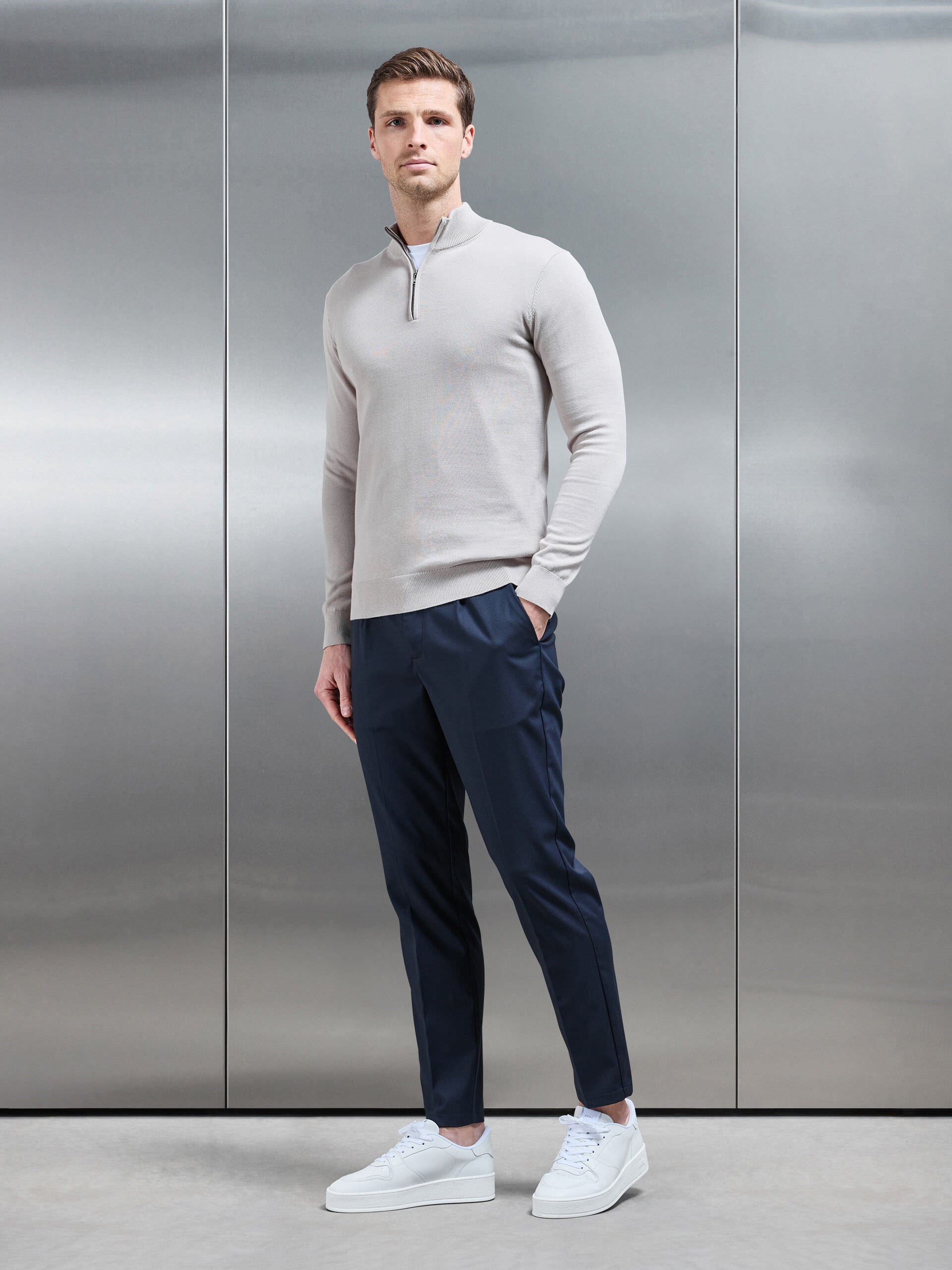 Formal Stretch Side Adjuster Trouser in Navy