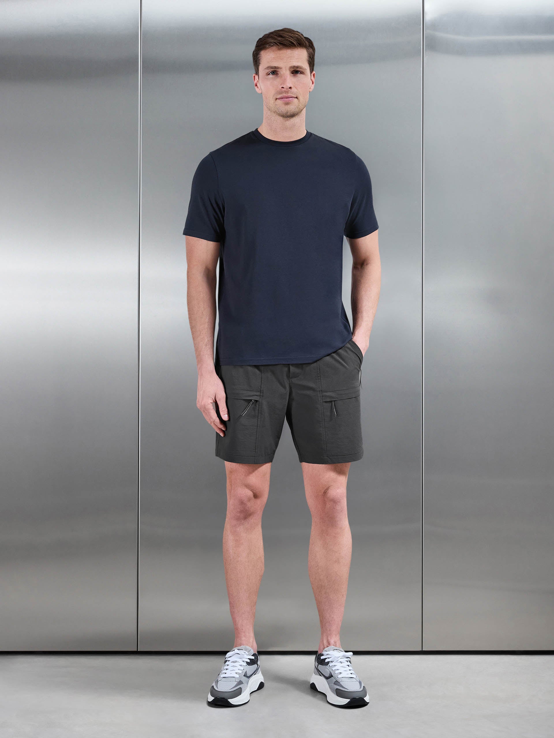 Front Pocket Technical Cargo Short in Grey