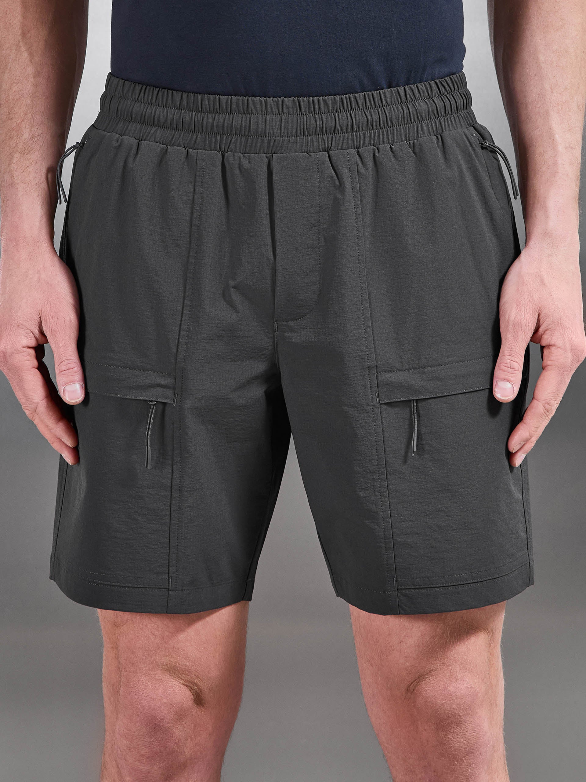 Front Pocket Technical Cargo Short in Grey