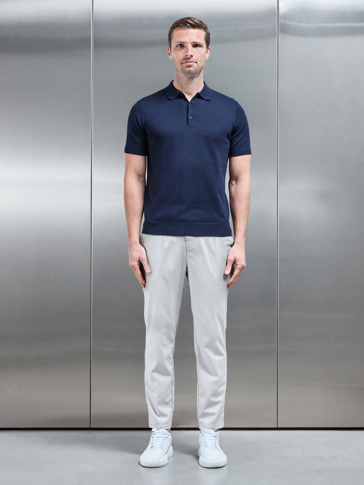 Formal Stretch Side Adjuster Trouser in Off White