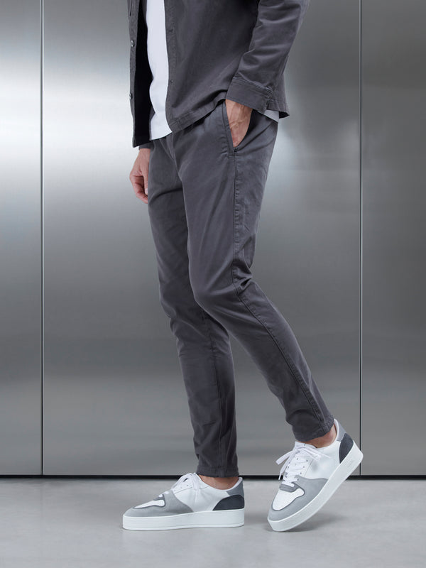 Garment Dye Cotton Trouser in Grey