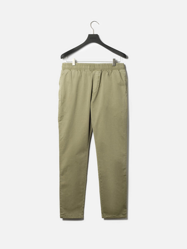 Garment Dye Cotton Trouser in Olive