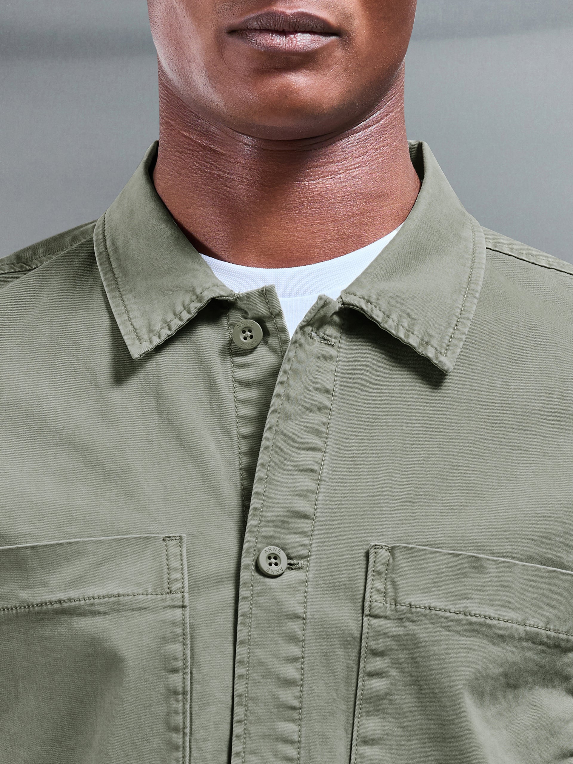 Garment Dye Overshirt in Olive