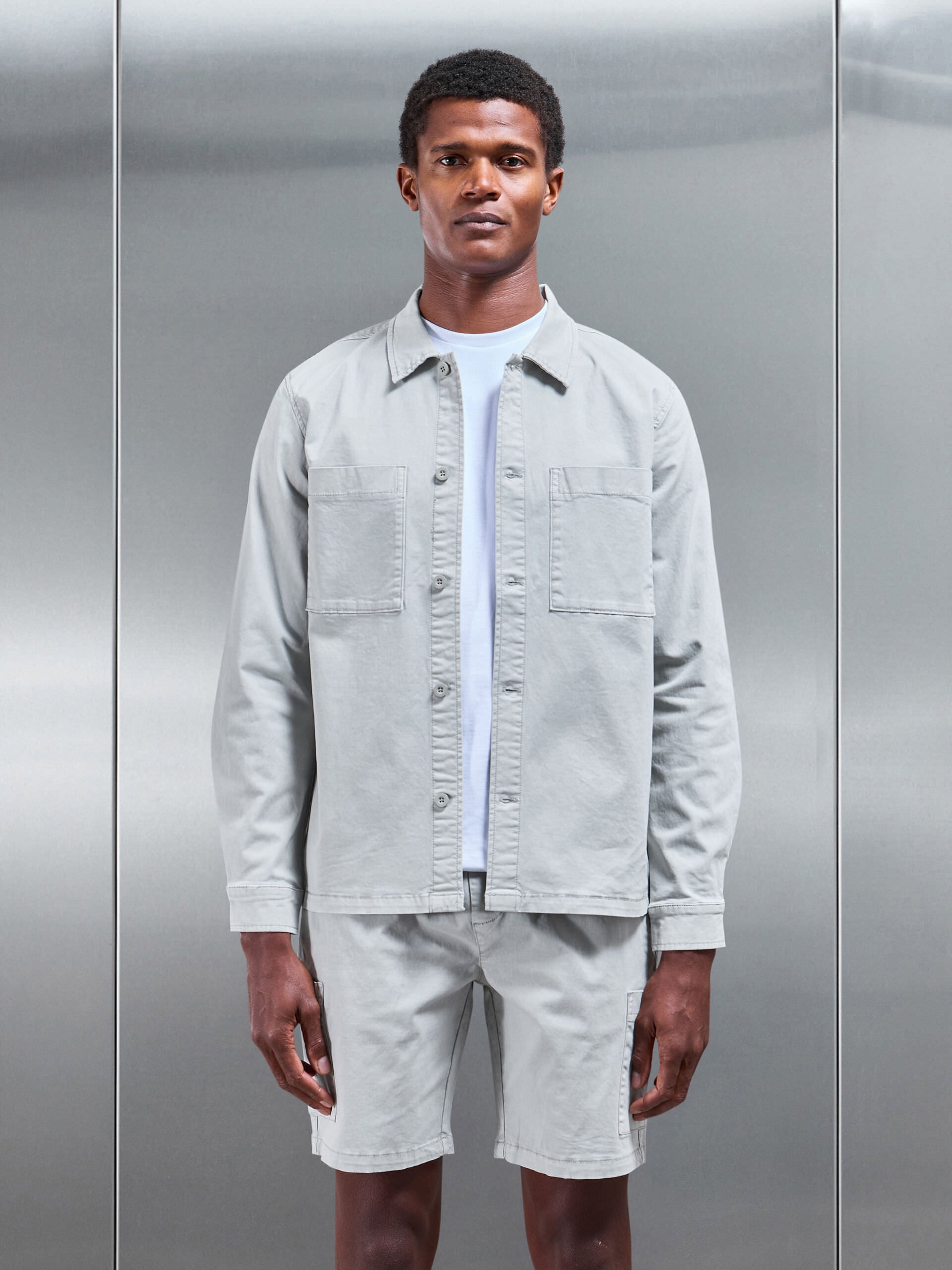 Garment Dye Overshirt in Stone
