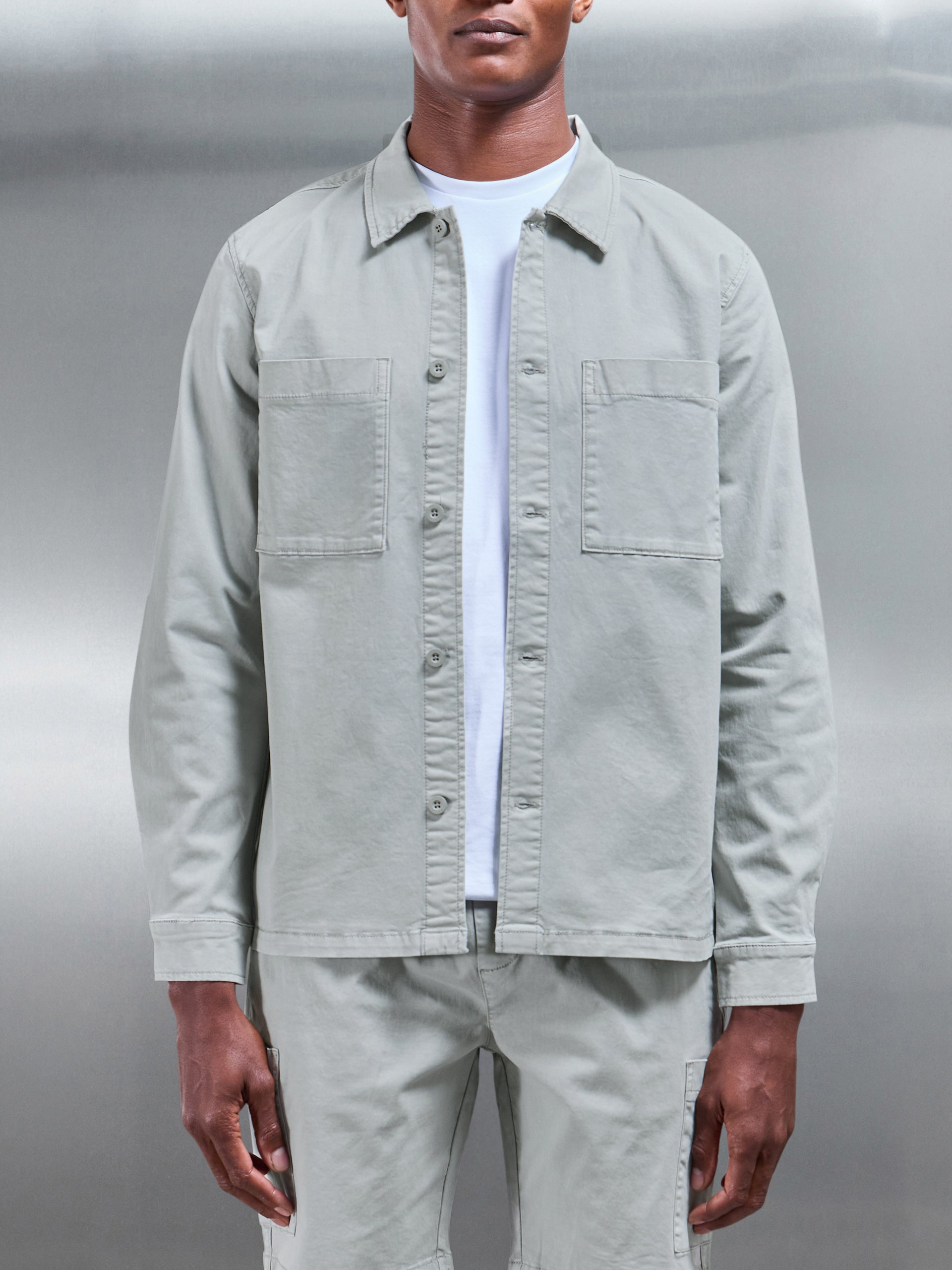 Garment Dye Overshirt in Stone