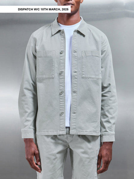 Garment Dye Overshirt in Stone