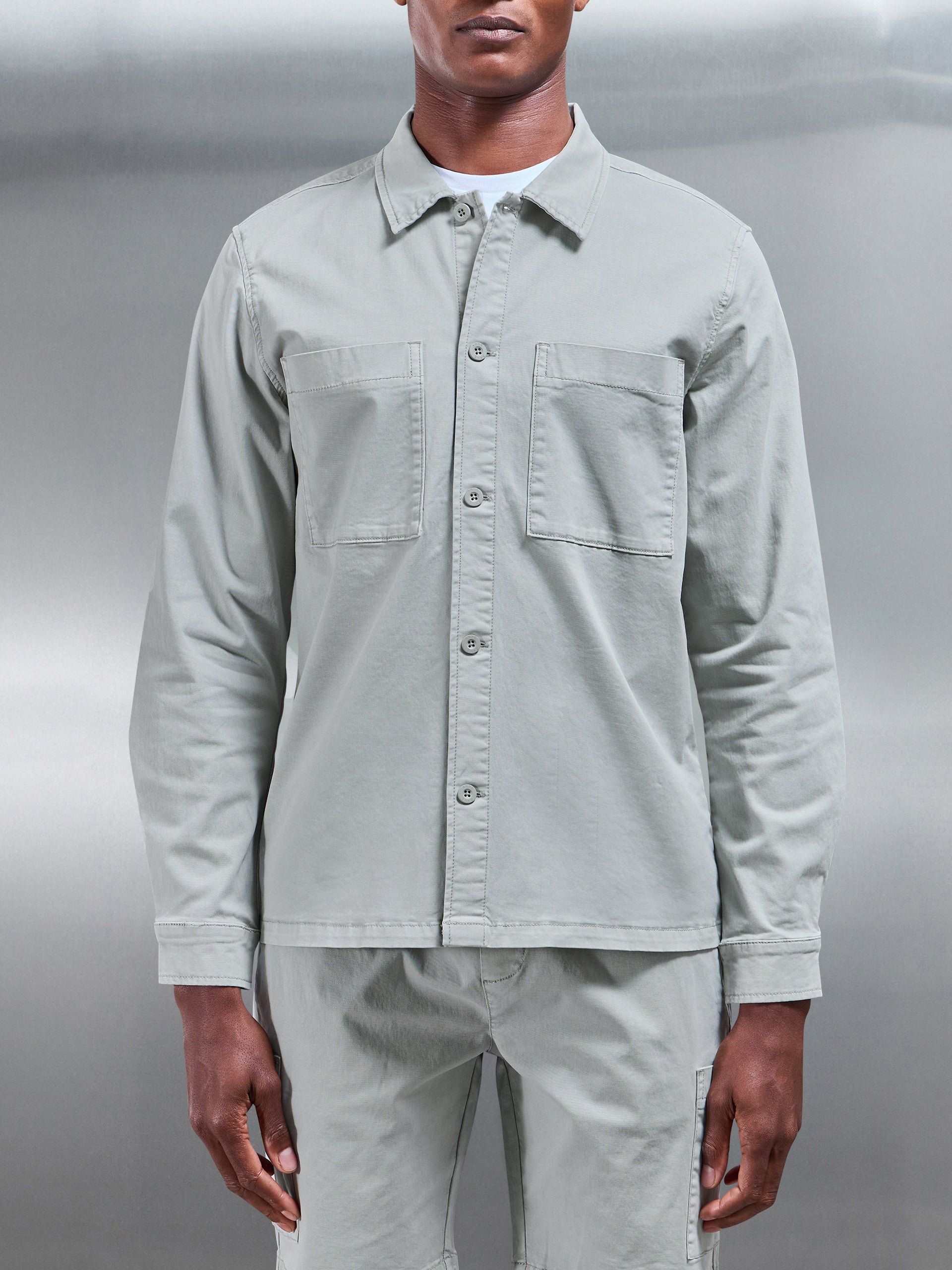 Garment Dye Overshirt in Stone