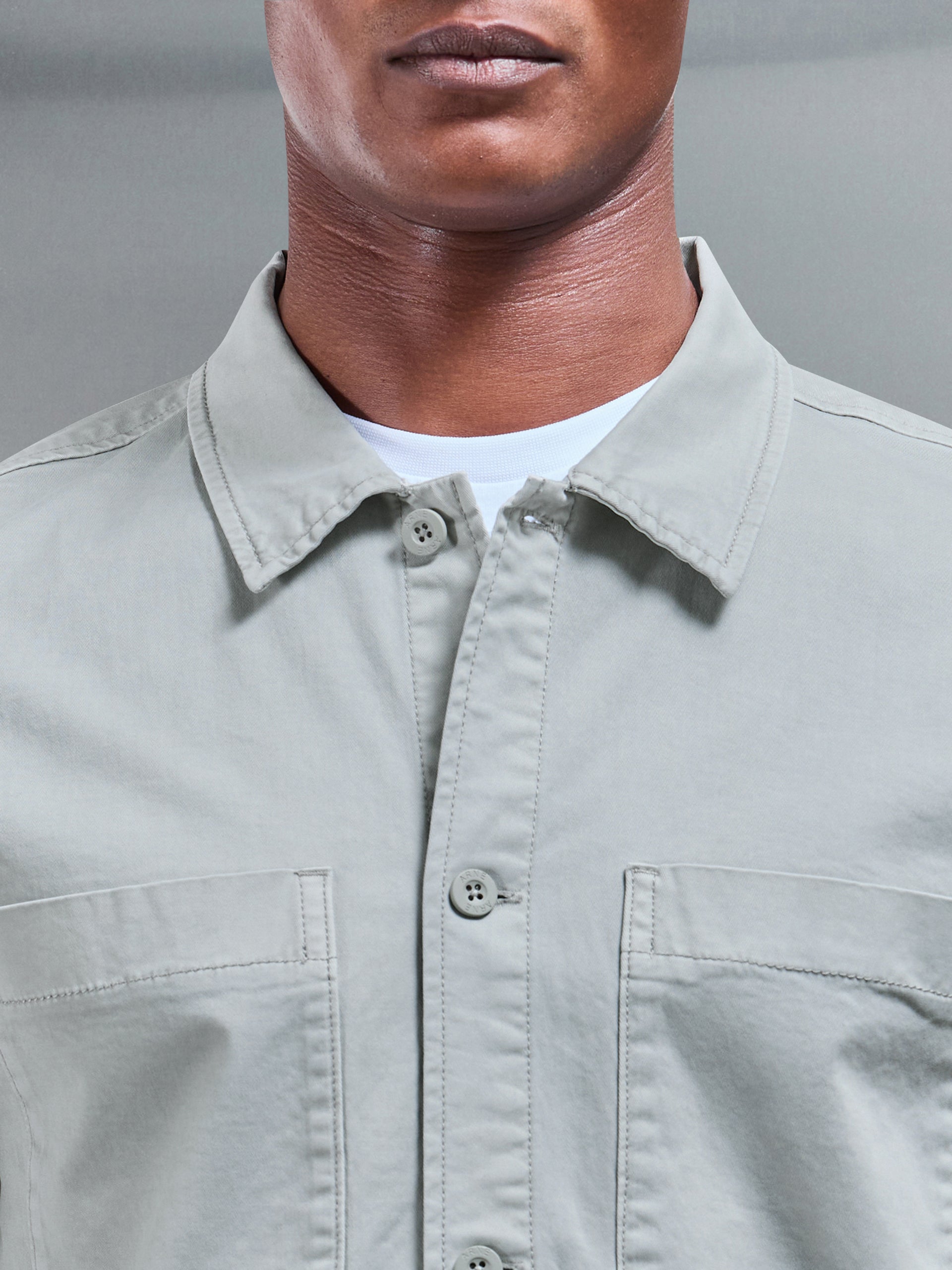 Garment Dye Overshirt in Stone