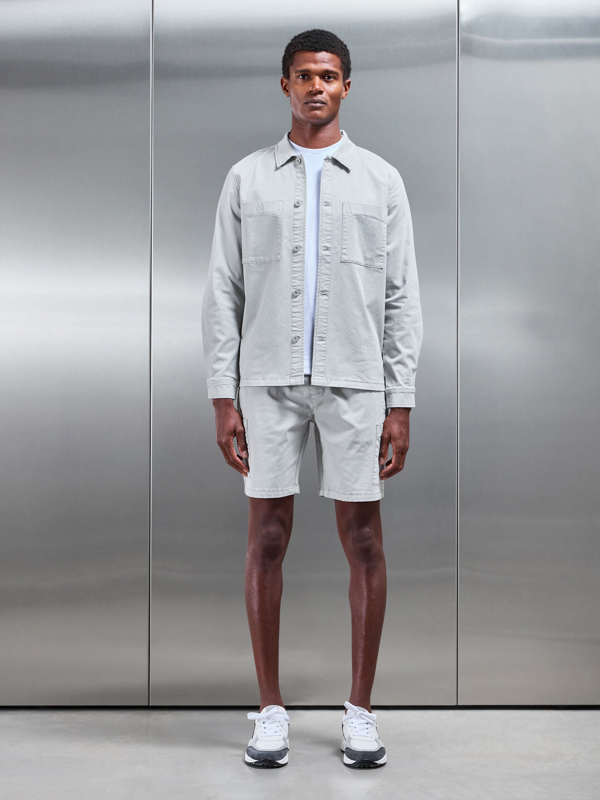 Garment Dye Overshirt in Stone