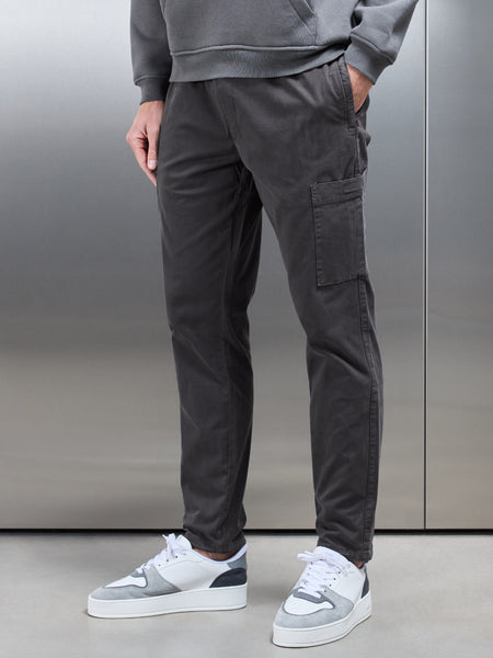 Garment Dye Cotton Cargo Pant in Grey