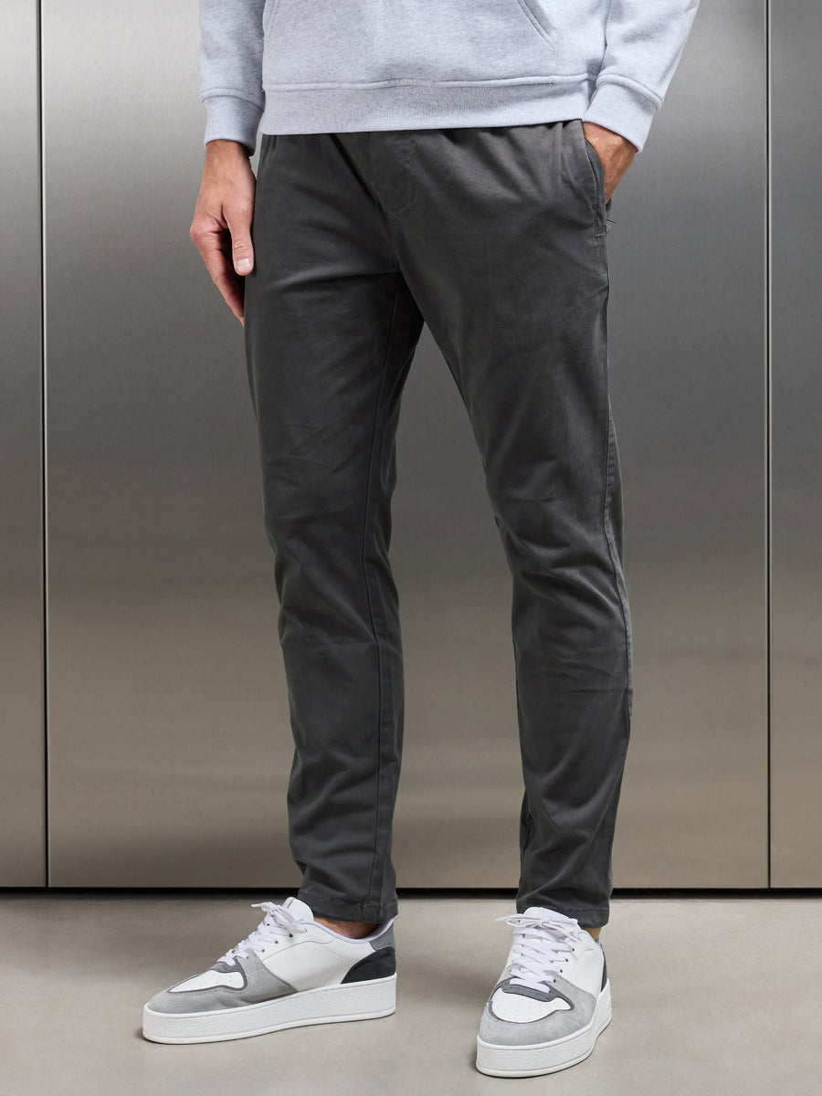 Garment Dye Cotton Trouser in Grey