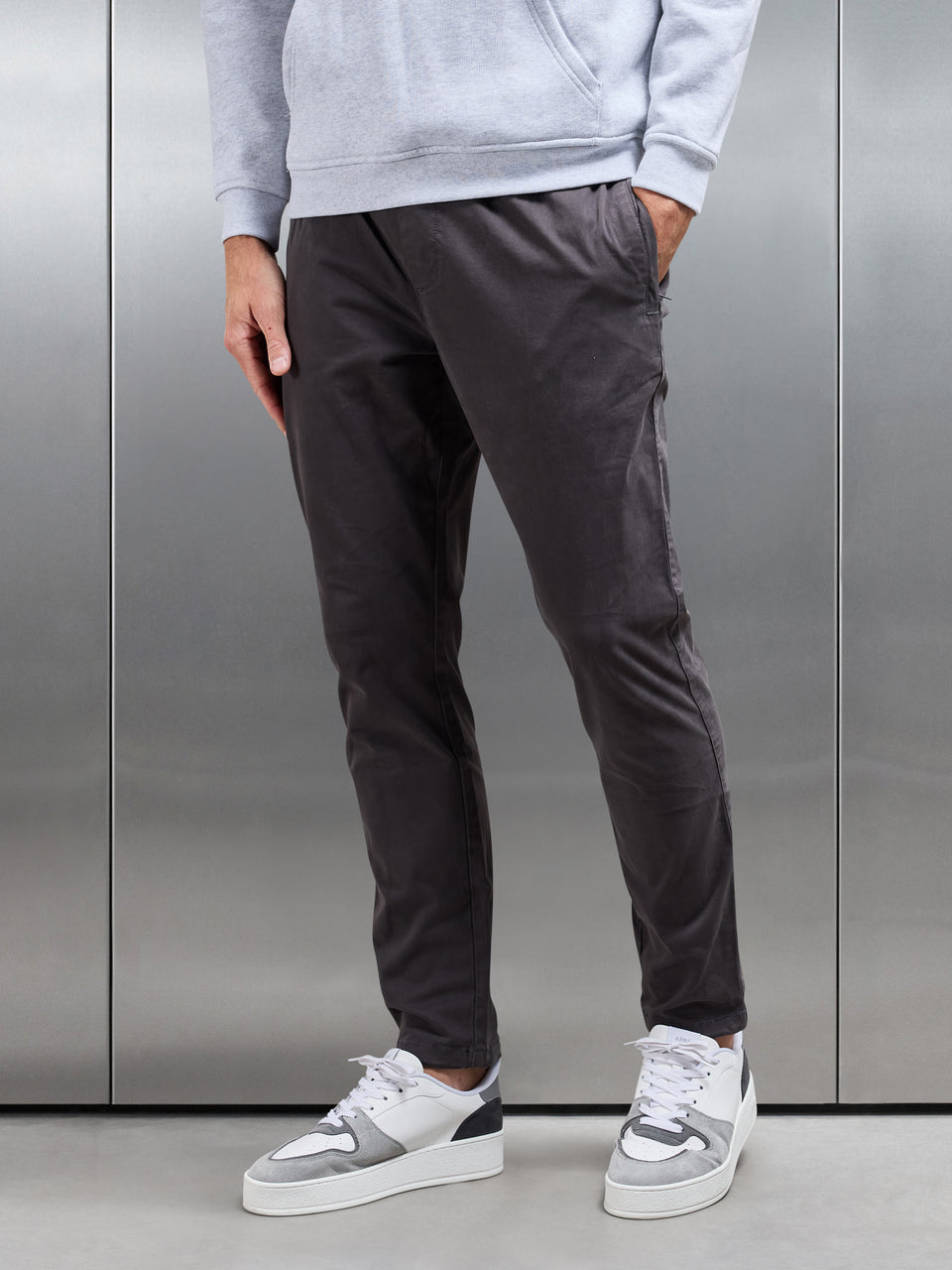Garment Dye Cotton Trouser in Grey