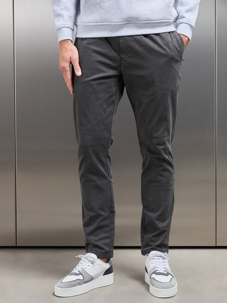 Garment Dye Cotton Trouser in Grey