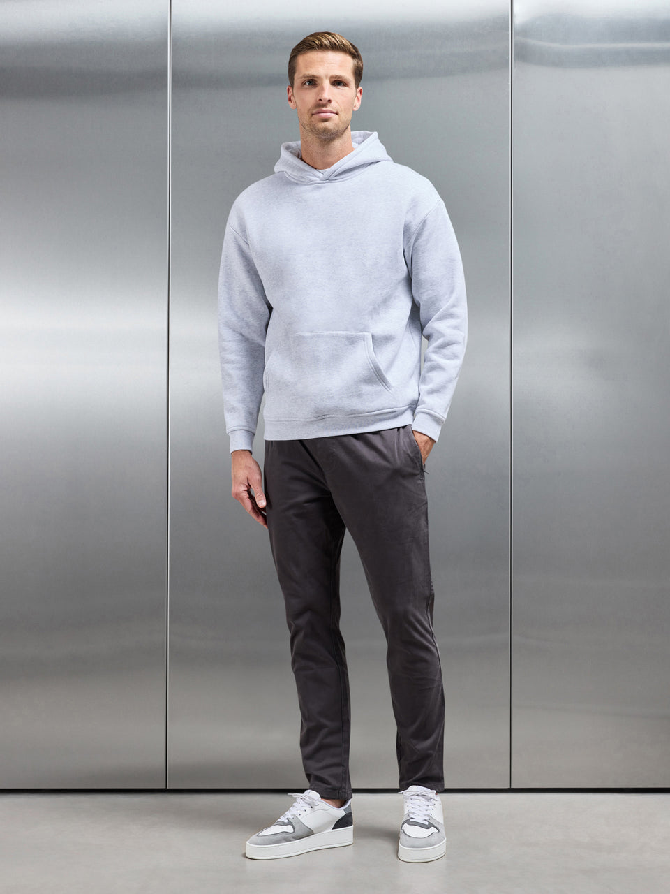 Garment Dye Cotton Trouser in Grey