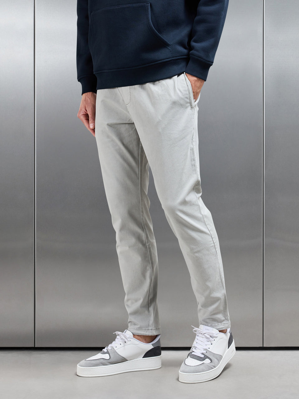 Garment Dye Cotton Trouser in Stone