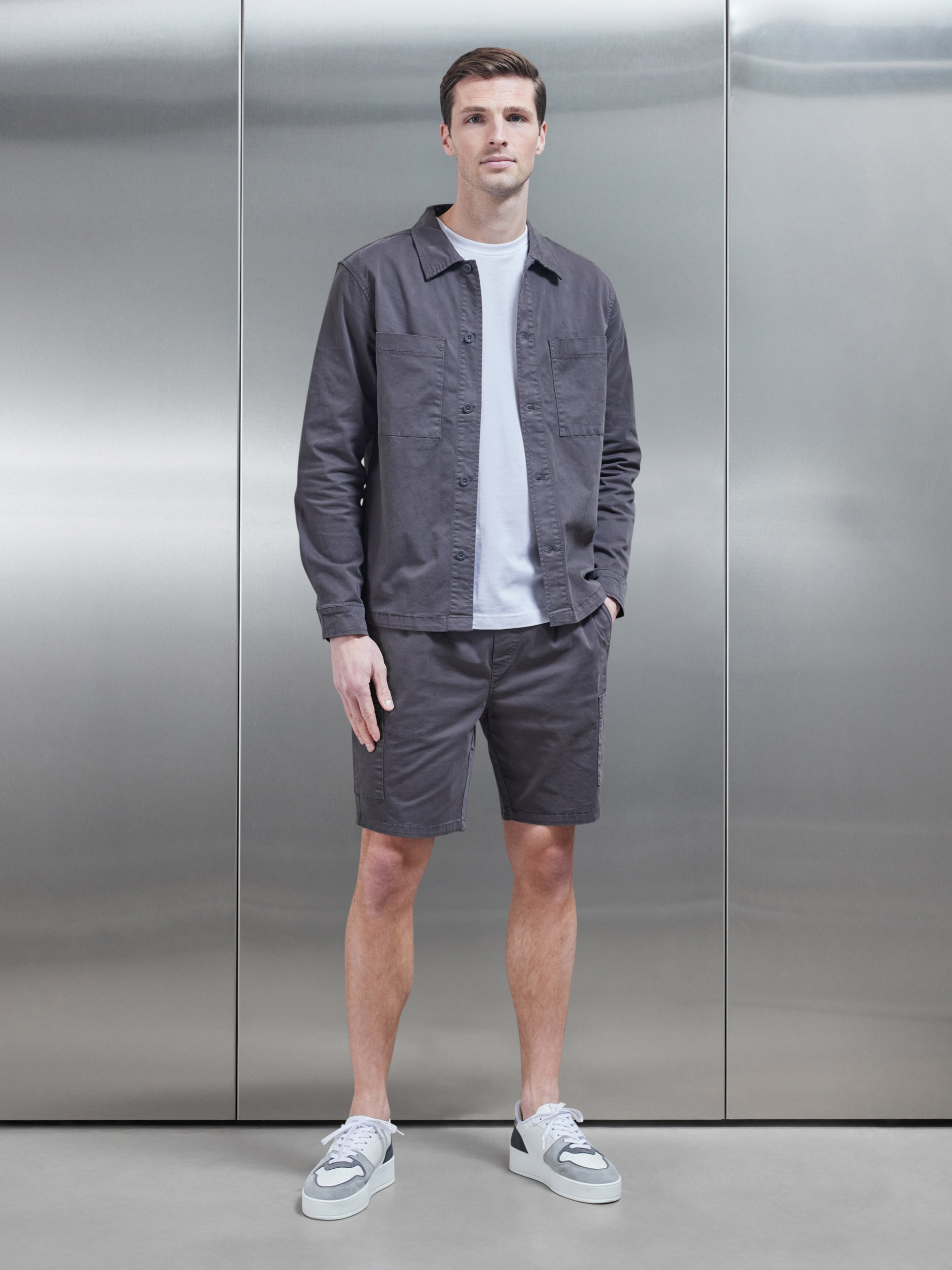 Garment Dye Overshirt in Grey