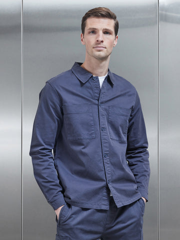 Garment Dye Overshirt in Navy