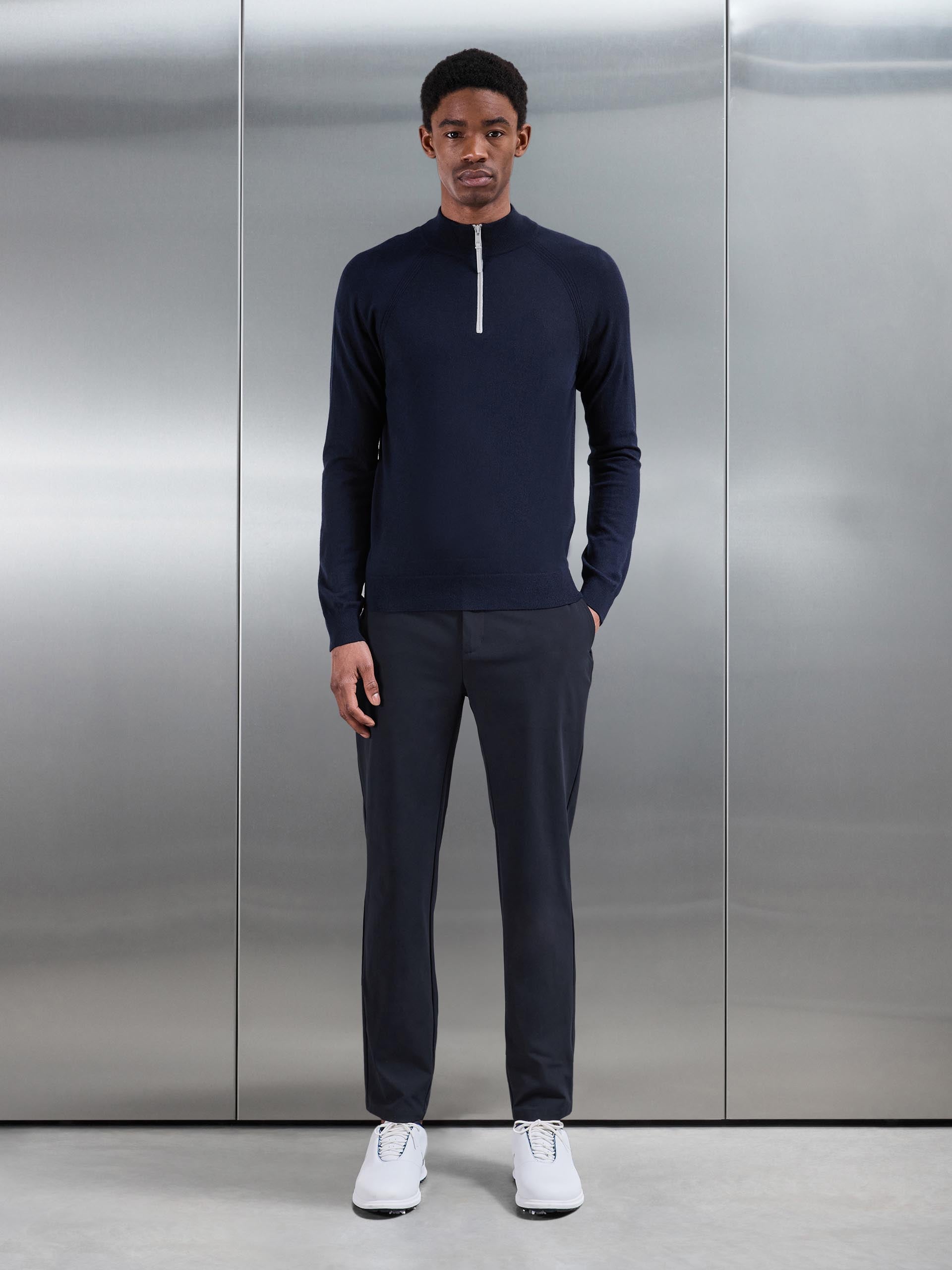 Golf Knitted Half Zip Jumper in Navy