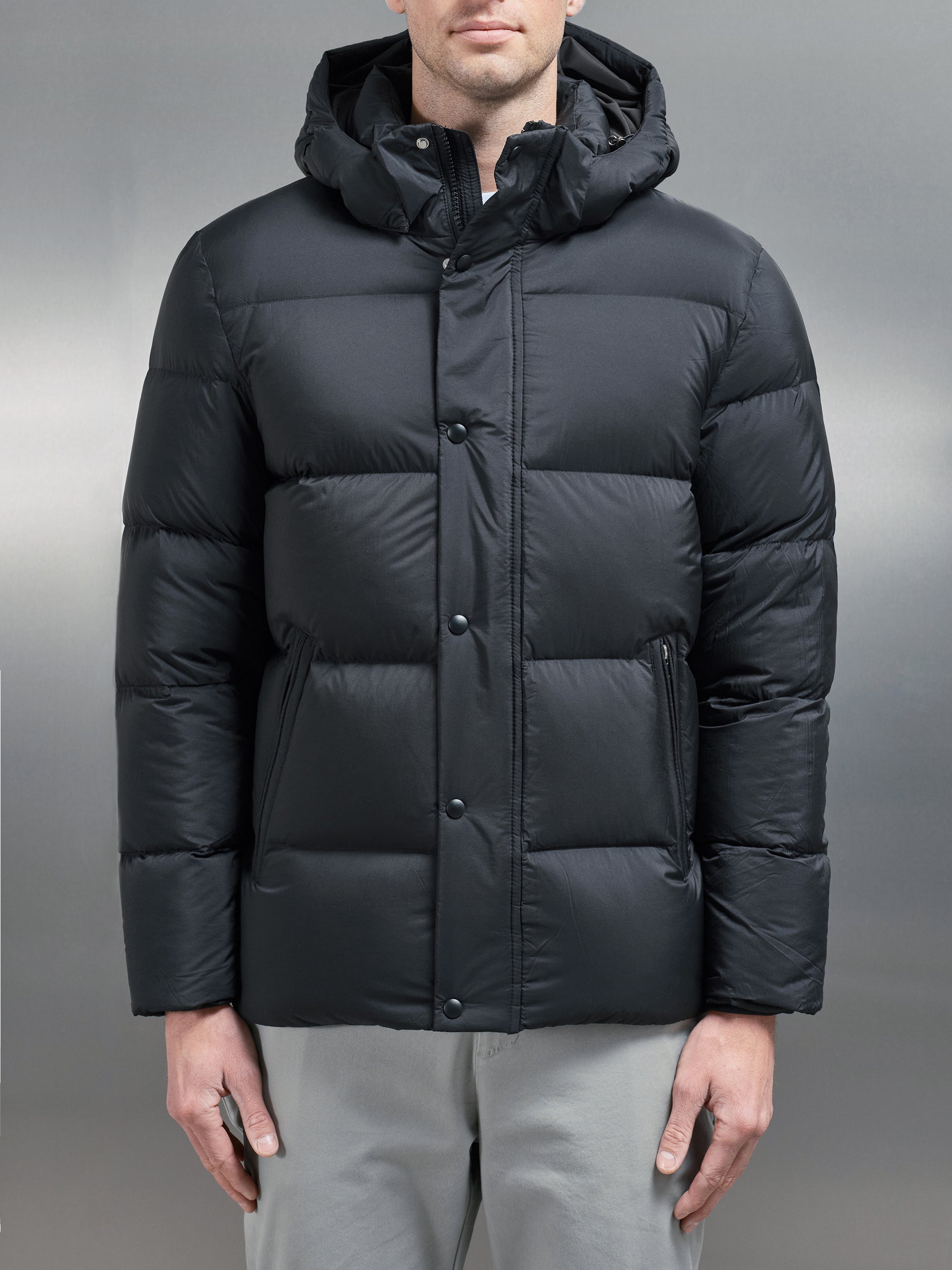 Goose Down Short Length Jacket in Black