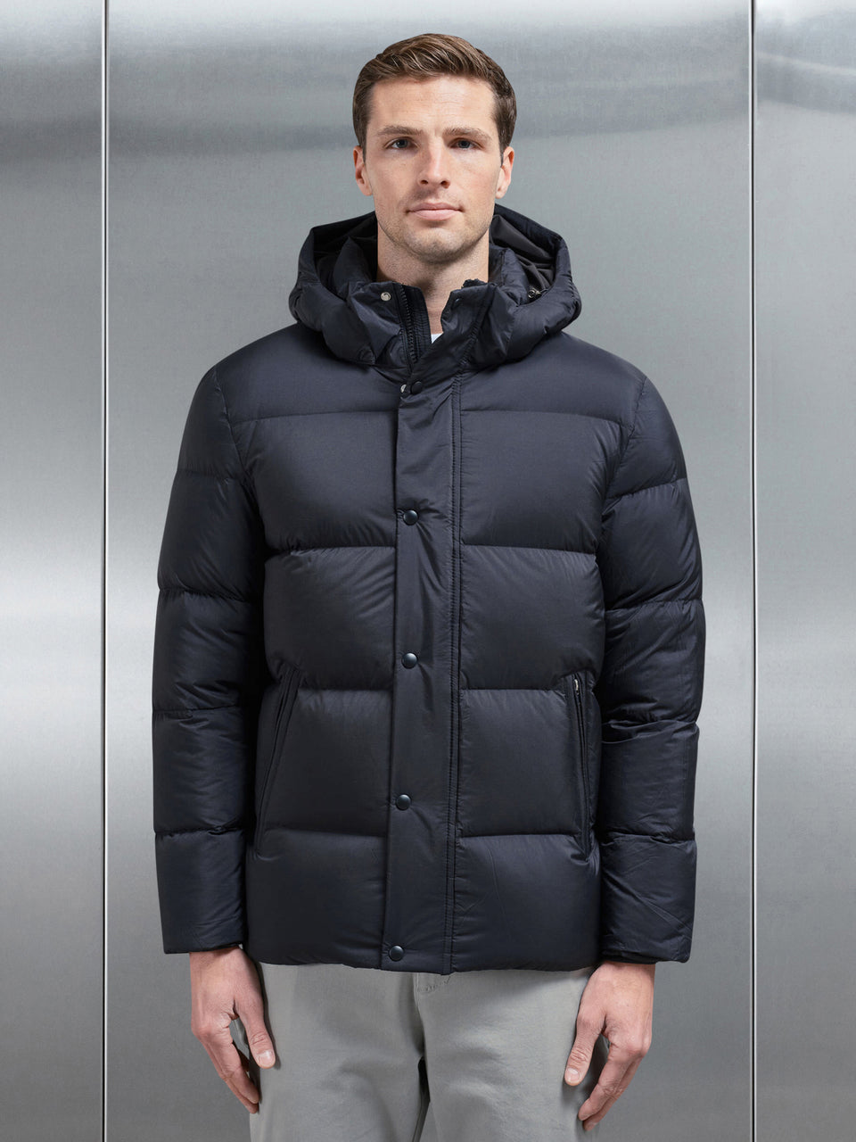 Goose Down Short Length Jacket in Black