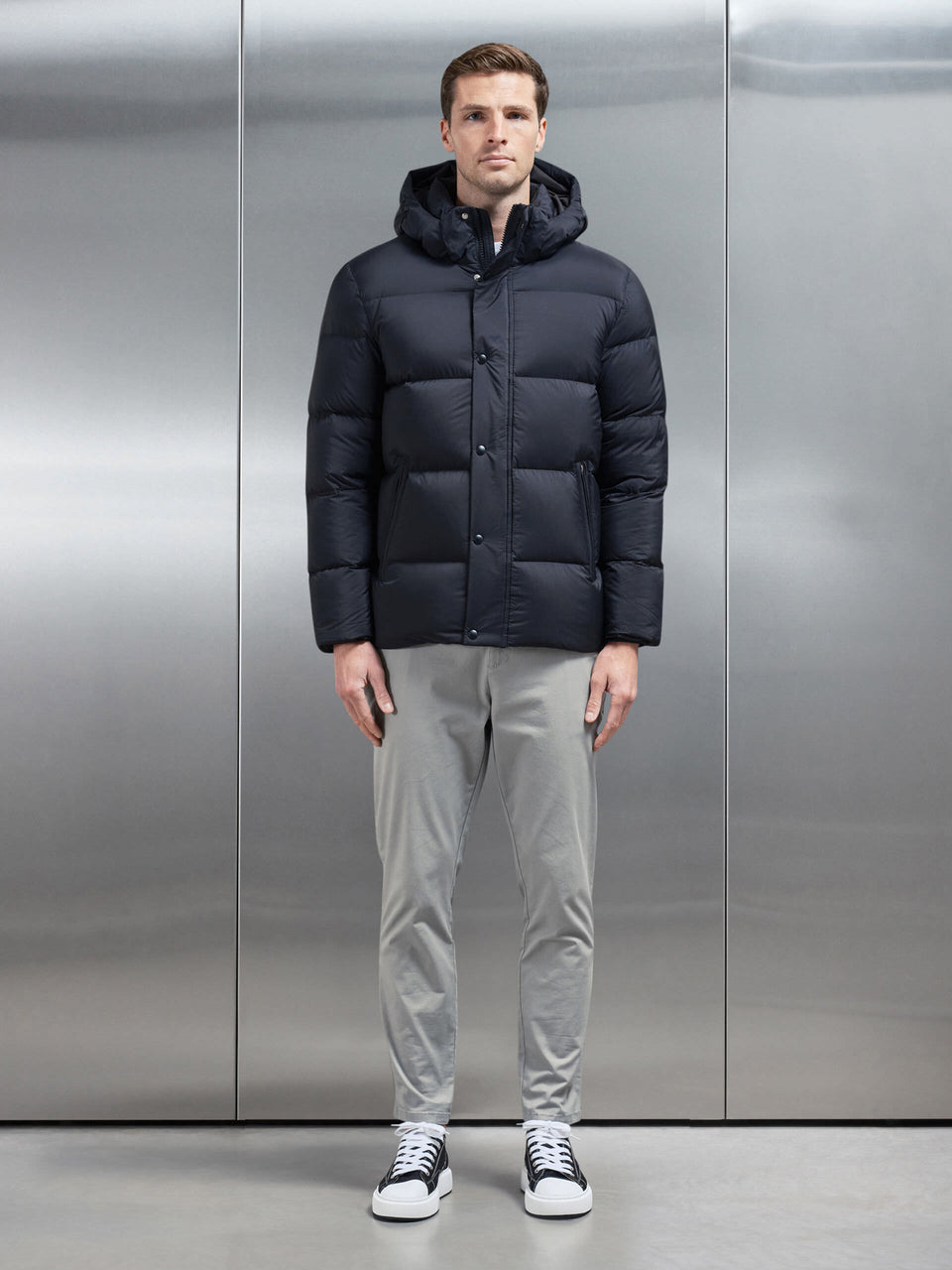 Goose Down Short Length Jacket in Black