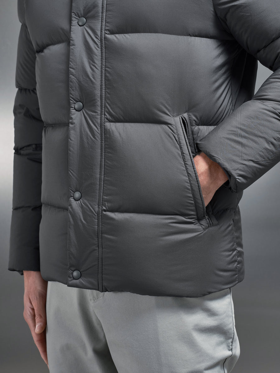 Goose Down Short Length Jacket in Grey