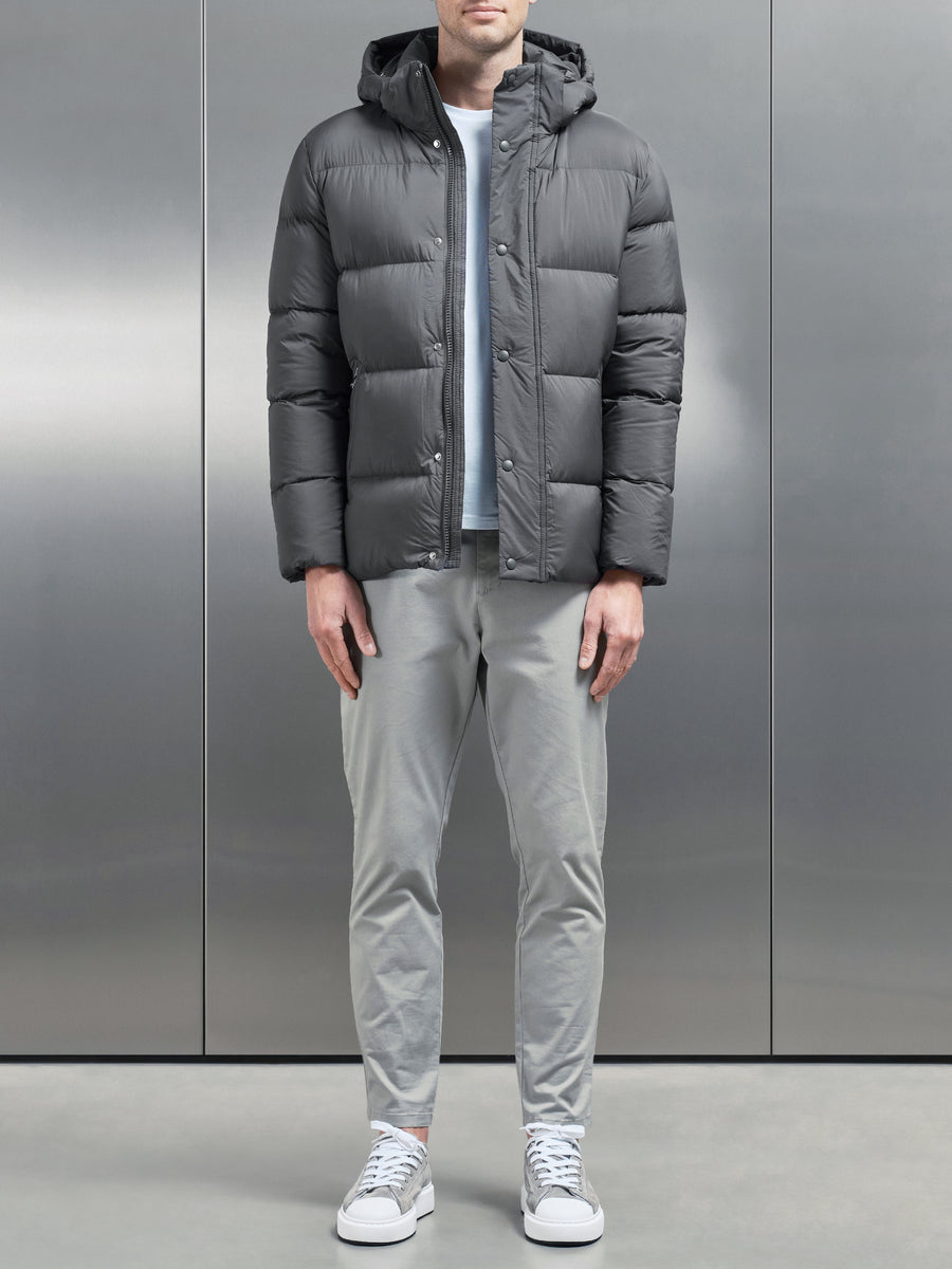 Goose Down Short Length Jacket in Grey