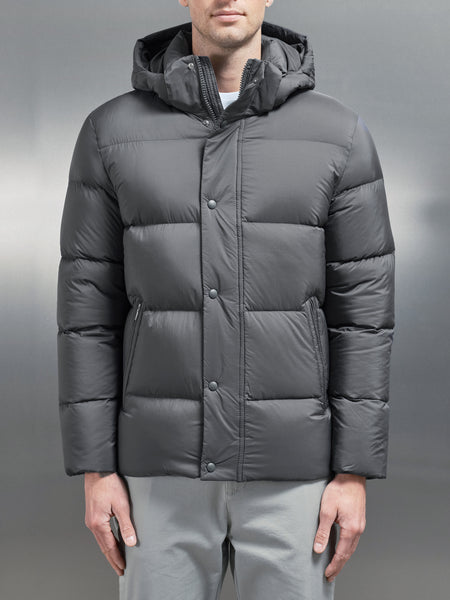 Goose Down Short Length Jacket in Grey