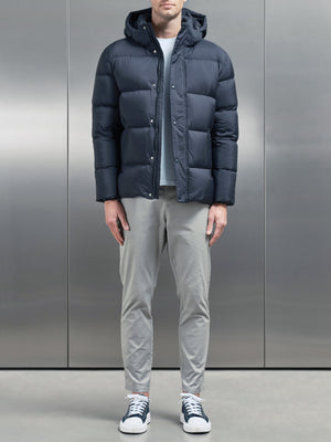 Goose Down Short Length Jacket in Navy