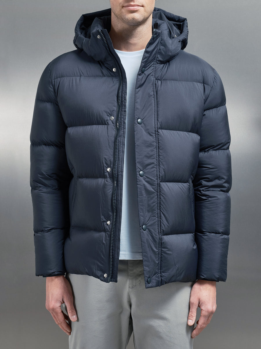 Goose Down Short Length Jacket in Navy