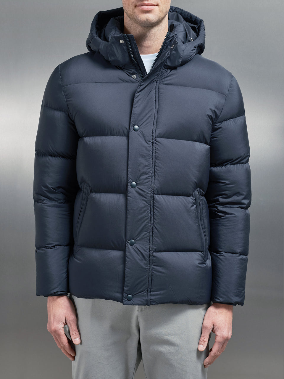 Goose Down Short Length Jacket in Navy