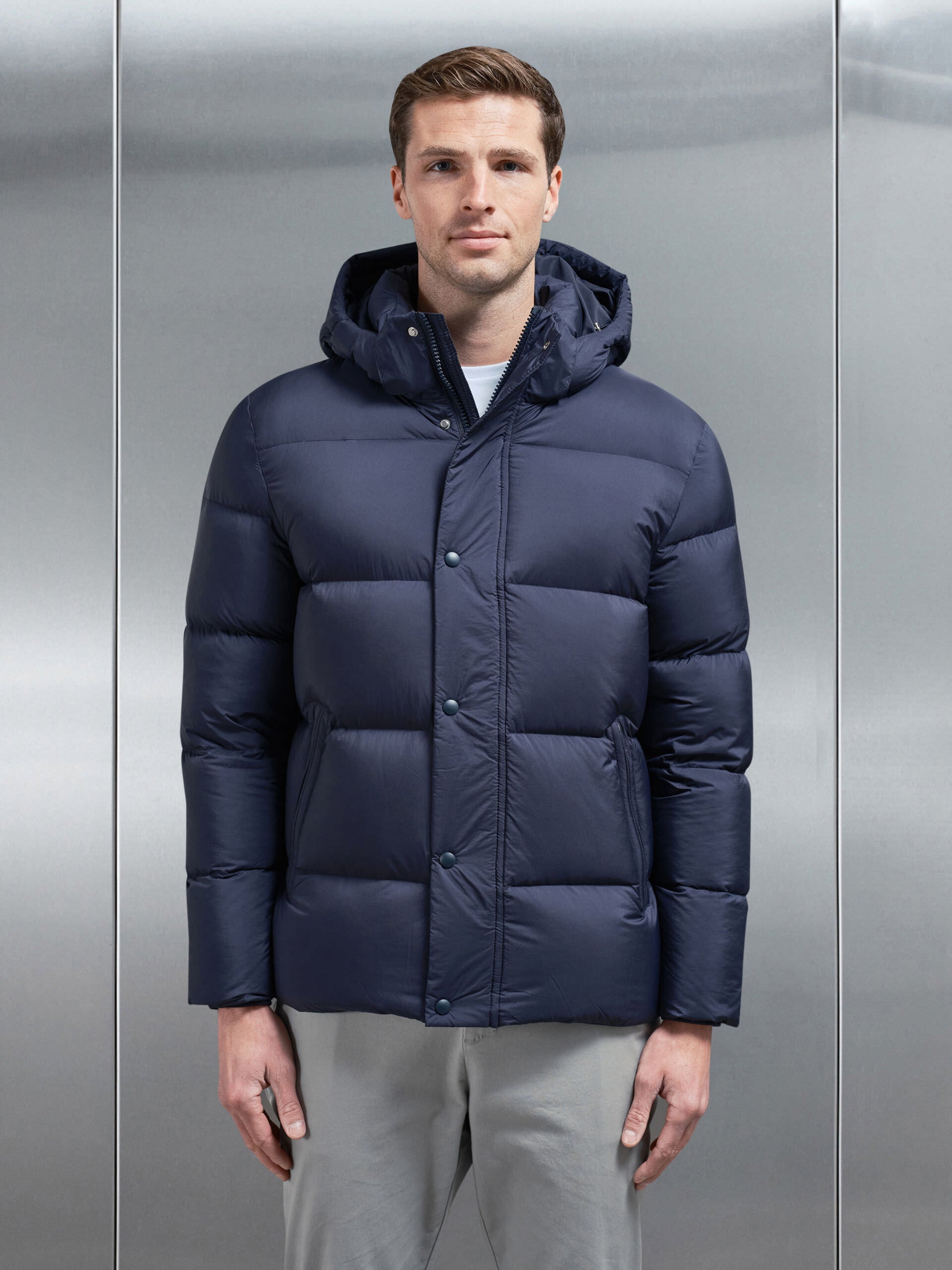 Goose Down Short Length Jacket in Navy