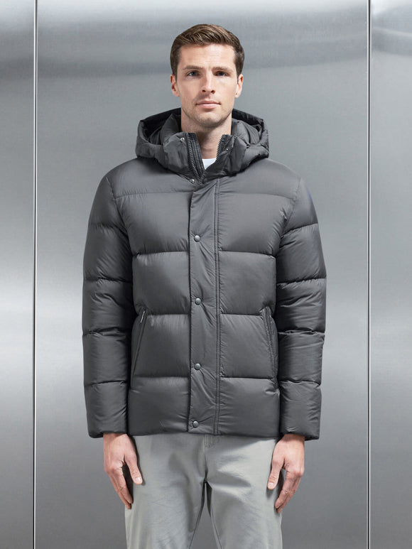 Goose Down Short Length Jacket in Grey