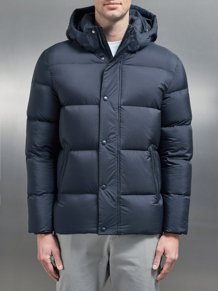 Goose Down Short Length Jacket in Navy