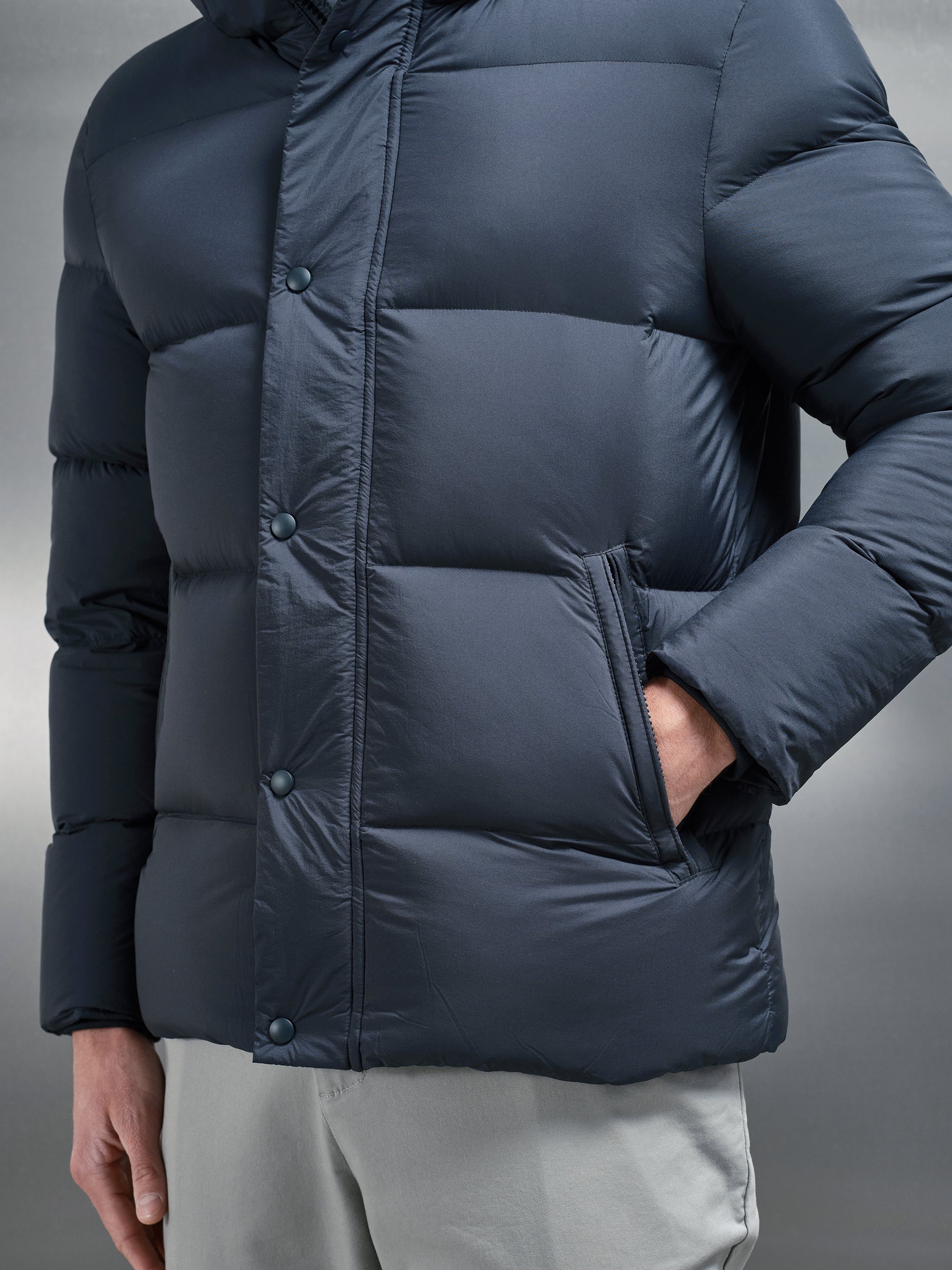 Goose Down Short Length Jacket in Navy