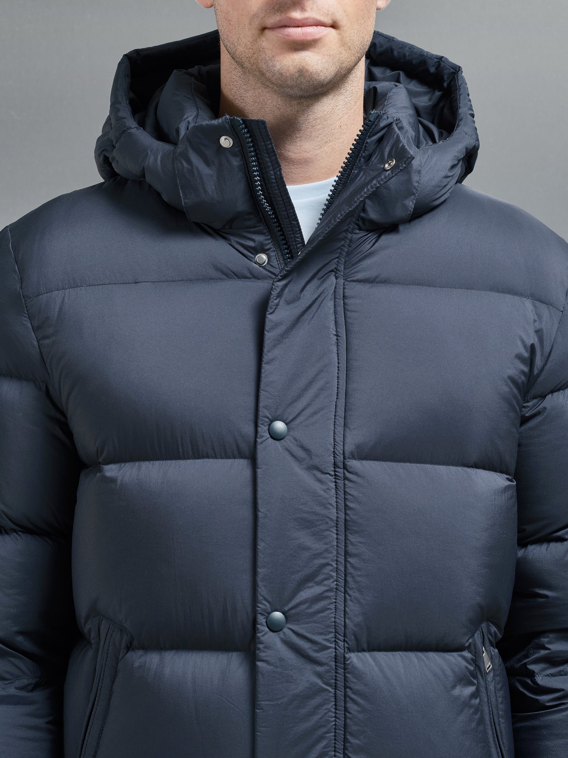 Goose Down Short Length Jacket in Navy