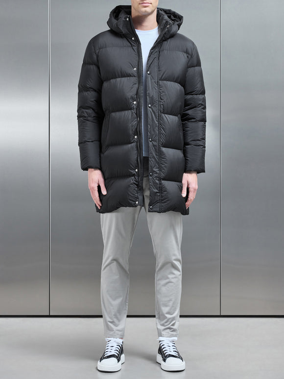 Goose Down Mid Length Jacket in Black