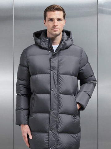 Goose Down Mid Length Jacket in Grey