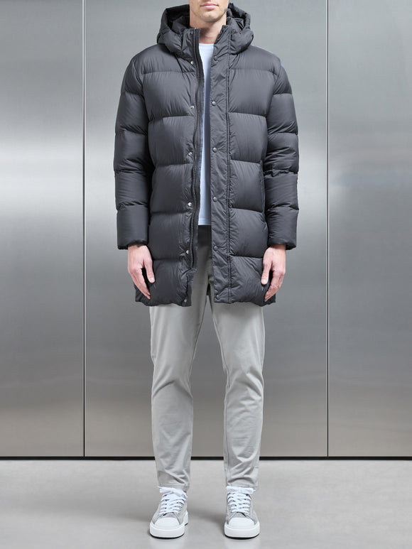 Goose Down Mid Length Jacket in Grey